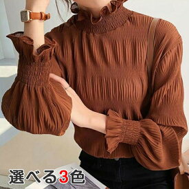 フリルネック シャツブラウス シフォン ゆったり フリル袖 薄手 立ち襟 インナー ブラウス ハイネック カジュアル フリル襟 春用 夏 フレア袖 オフィス スタンドカラー レディース 長袖 春夏 入学式 トップス エレガント 春夏 きれいめ 卒園式 ブラウス