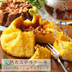 父の日 ギフト 【完熟カステラケーキ】ギフト ハニープレーン味とチョコレート味の2種 卵たっぷり プリンのようなしっとりなめらか シフォンケーキ おいしい お菓子 ギフト デザート