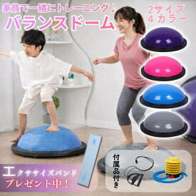バランスドーム 子供 大人 バランスボール 半円 犬 46cm 58cm 半円型 チューブ付き エクササイズバンド付き 体幹トレーニング バランス ボールストレッチ バランスディスク 健康器具 宅トレ 自宅 子供用 キッズ 半球 ボディバランスドーム バランストレーニング ペット