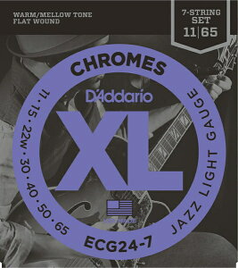 D'Addario ECG24-7 Chromes Flat Wound, 7-String, Jazz Light, 11-65 《エレキギター弦》 ダダリオ 【ネコポス】