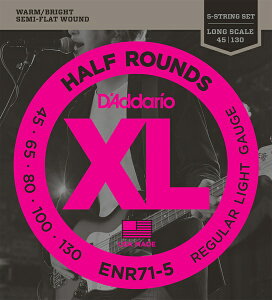 D'Addario ENR71-5 Half Round - Heat Treated Nickel (Semi Flatwound) 《ベース弦》 ダダリオ