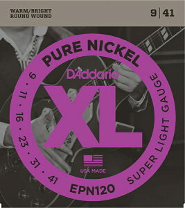 D'Addario EPN120 Pure Nickel, Super Light, 09-41 《エレキギター弦》 ダダリオ 【ネコポス】