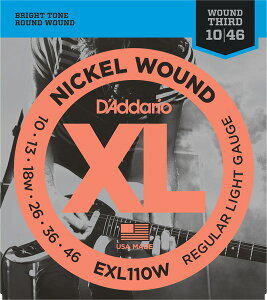 D'Addario EXL110W Nickel Wound, Regular Light, Wound 3rd, 10-46 sGLM^[t __I ylR|Xz