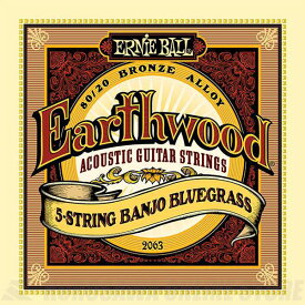 ERNIE BALL #2063 Earthwood 5-String Banjo Bluegrass Loop End 80/20 Bronze Acoustic Guitar Strings《バンジョー弦》【ネコポス】(ご予約受付中)【ONLINE STORE】