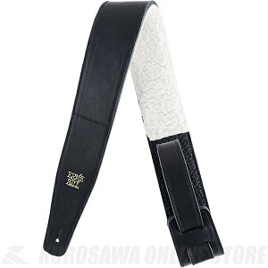 Ernie Ball 2.5 Adjustable Italian Leather With Fur Padding Straps Black #4137 (�X�g���b�v) �yONLINE STORE�z