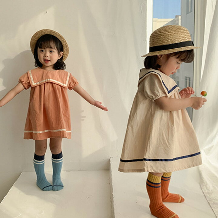 楽天市場 子供服 韓国スタイル 夏服 女の子 ワンピース キッズ ベビー服 女の子 かわいい ワンピース 水兵さん 人気 おしゃれ フォーマル 女の子ワンピース 衣装 Kurucull