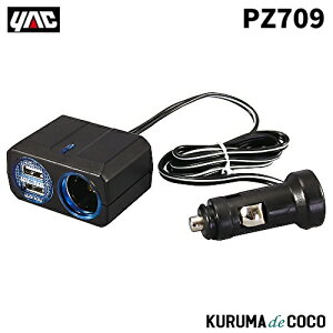 YAC �ƒJ���b�N PZ-709 �����O���C�g�\�P�b�g+2�N�`USB4.8A