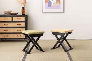 BC-115GD 法事フォールディングスツール 畳になじむ折りたたみスツールお座敷シリーズに軽くて持ち運びやすい折りたたみ式のスツールが登場。重ウレタン入りの座面はふかふかで長時間座っ