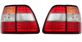 トヨタ ランクル100系 ランドクルーザー100系 前期・中期 〜2005年3月／DEPO製 後期ルック レッド・オレンジ・クリア LEDテールランプ左右セット新品　212-19L4F3A