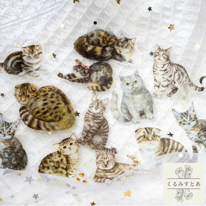 楽天市場】コラージュ シール【6種 1袋30枚】猫 ねこ ネコ 白猫 黒猫 