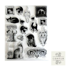 クリアスタンプ 猫 ねこ ネコ 動物 アニマル 手紙 海外 透明 レトロ スクラップブッキング 手帳 カード ハンドメイド ペーパークラフト はんこ アルバム ノート シリコン アクリルスタンプ デザインスタンプ スタンプ ジャンクジャーナル かわいい 可愛い おしゃれ