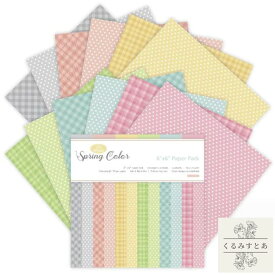 【送料無料】 スクラップブッキング ペーパー ドット柄 チェック柄 ドット 水玉模様 チェック 水玉 24枚 中性紙 アシッドフリー 6×6インチ コラージュ 手帳 ペーパークラフト ハンドメイド 素材紙 背景紙 カード ノート スクラップブック 紙 素材 おしゃれ