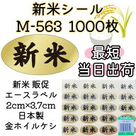 新米シール シール 37×20 mm M-563 楕円 金 金色 業務用 1000枚 / 新米ラベル 販促 ラベル POP 店舗 用…