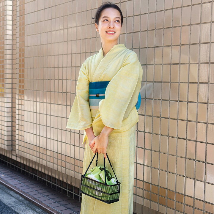 楽天市場】≪今季再入荷なし≫【くるり】洗える着物 麻楊柳/檸檬 近江 