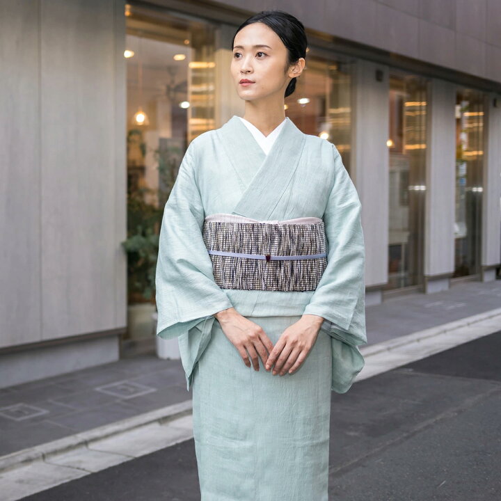 楽天市場】≪七緒掲載商品≫【くるり】洗える着物 麻楊柳/錆青磁 近江 