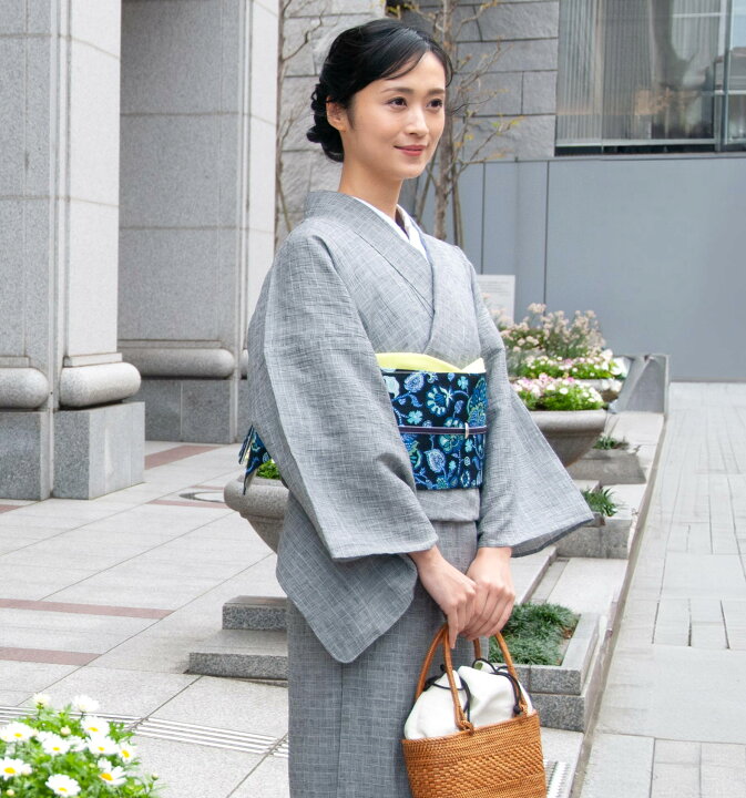 楽天市場】【くるり】洗える着物 麻楊柳/寄木格子 近江ちぢみ |浴衣 
