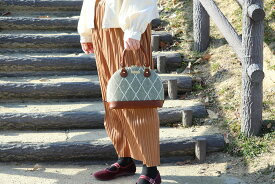 九櫻刺子ハンドバッグ 日本製 カーキ 柔道 柔道衣 革 九櫻刺子 革製品 高級品
