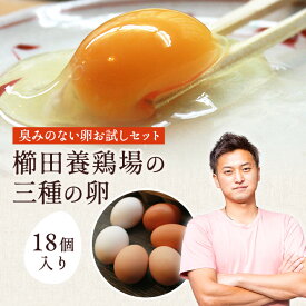 ＼臭みのない卵お試しセット／【お一人様1回限り】櫛田養鶏場の三種の卵 18個入り【名古屋コーチンの卵(6個)＋くしたま赤卵(6個)＋くしたま白卵(6個)※各種5個+1個破卵保証】超新鮮な卵を養鶏場から直送！ お試し 食品 名古屋コーチン お取り寄せ 卵 生卵 鶏卵 食べ比べ