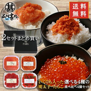 北海道海鮮ギフト いくらも入った選べる5種の明太子・たらこ食べ比べギフト4個×2セット 送料無料 北海道 イクラ 鮭明太子 めんたいこ 2セット ご当地 お土産 お取り寄せ プレゼント ギフト