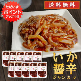 【SS期間中P5倍！】いか醤辛（ジャンカラ）140g （10個セット） 送料無料 パウチタイプ 辛口 北海道 イカ珍味 烏賊 おつまみ 肴 お酒のおとも ごはんのおとも ご当地 お土産 お取り寄せ プレゼント ギフト 贈答 御中元 お中元 母の日 父の日