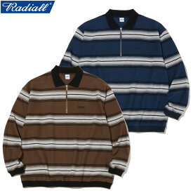 定価25300円 20%OFF SALE!! / RADIALL ラディアル 4LINKS - HALF ZIP POLO SHIRT L/S ボーダー ハーフジップポロシャツ