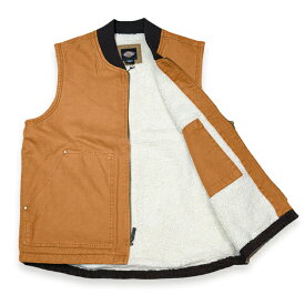 DICKIES ディッキーズ TER02SBD Stonewashed Duck High Pile Fleece Lined Vest ベスト ボア COLOR: Stonewashed Brown Duck