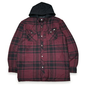 DICKIES ディッキーズ TJ201PBP Quilted Flannel Hooded Shirt Jacket キルティング シャツジャケット COLOR: Dark Port Black Plaid