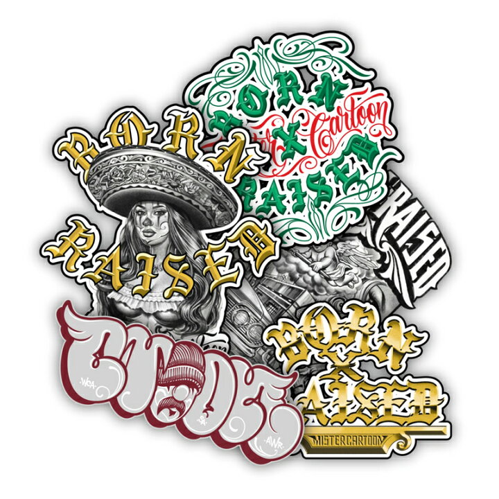 楽天市場】BORN X RAISED ボーンアンドレイズド x MR. CARTOON STICKER 