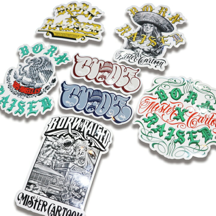 楽天市場】BORN X RAISED ボーンアンドレイズド x MR. CARTOON STICKER MR CARTOON BORN RAISED TOKYO STICKER SET