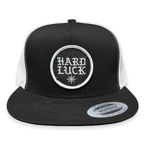 HARD LUCK �n�[�h���b�N OLD HAND CIRCLE PATCH TRUCKER MESH CAP ���b�V���L���b�v BLACK/WHITE