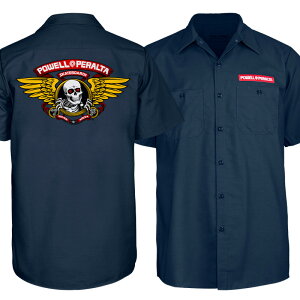 POWELL PERALTA �p�E�G���y�����^ WINGED RIPPER WORK SHIRT �������[�N�V���c NAVY