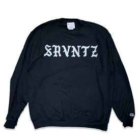 SRVNTZ サーヴァンツ "OLD E" BLACK CREW NECK SWEAT クルーネックスウェットシャツ BLACK