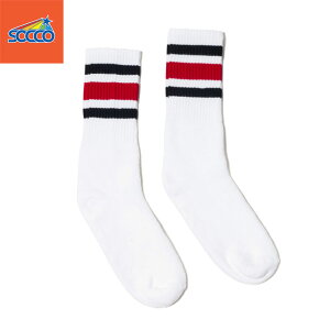 SOCCO CREW SOCKS(スネ丈) ソッコー ソックス WHITE/BLACK-RED-BLACK 3LINES