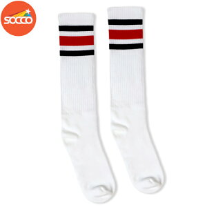 SOCCO KNEE HIGH SOCKS(ひざ丈) ソッコー ソックス WHITE/BLACK-RED-BLACK 3LINES