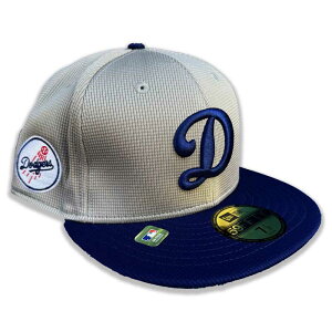 NEW ERA �j���[�G�� LOS ANGELES DODGERS -60436704- BATTING PRACTICE D LOGO- 59FIFTY FIFTTED CAP �L���b�v �Œ�T�C�Y GREY/BLUE