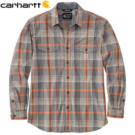 CARHARTT カーハート 105437 Rugged Flex® Relaxed Fit Lightweight Long-Sleeve Plaid Shirt チェックシャツ GREIGE