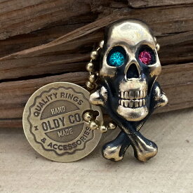THE OLDY COMPANY "CLASSIC BRASS SKULL & BONES" KEYCHAIN キーチェーン
