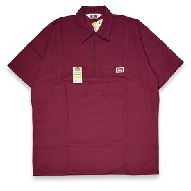 BEN DAVIS HALF ZIP ハーフジップ 半袖ワークシャツ #128 BURGUNDY