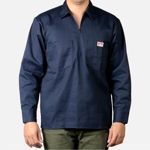 BEN DAVIS xfCrX #268 LONG SLEEVE HALF ZIP SHIRT n[tWbv [NVc NAVY