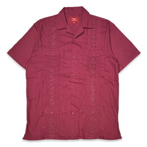 MAXIMOS �}�L�V���X GUAYABERA SHORT SLEEVE SHIRTS �����L���[�o�V���c �O�@�W���x�[���V���c BURGUNDY