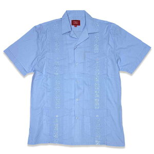 MAXIMOS �}�L�V���X GUAYABERA SHORT SLEEVE SHIRTS �����L���[�o�V���c �O�@�W���x�[���V���c LIGHT BLUE