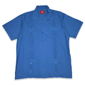 MAXIMOS �}�L�V���X GUAYABERA SHORT SLEEVE SHIRTS �����L���[�o�V���c �O�@�W���x�[���V���c D.BLUE