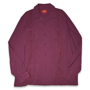 MAXIMOS �}�L�V���X GUAYABERA LONG SLEEVE SHIRTS �����L���[�o�V���c �O�@�W���x�[���V���c BURGUNDY