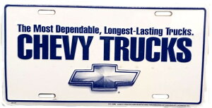 AJŔ STEEL LICENSE PLATE- 175- CHEVY TRUCK WHITE LICENSE PLATE io[v[g