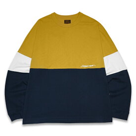 定価12100円 50%OFF /KUSTOMSTYLE カスタムスタイル KSTL2118MUS "ORIGINALS" LONG SLEVE SWITCHING Tシャツ COLOR "MUSTARD"