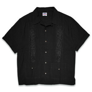 KUSTOMSTYLE �J�X�^���X�^�C�� KSSS2107BK -LONGROOF- GUAYABERA SHORT SLEEVE SHIRTS �O�@�W���x�[���V���c �L���[�o�V���c ���� COLOR: BLACK