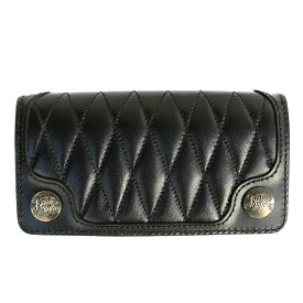 KUSTOMSTYLE カスタムスタイル LEATHER WALLET "TYPE4" DIAMOND STITCH LONG WALLET COLOR*BLACK