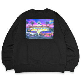 KUSTOMSTYLExMOONEYESxUS VERSUS THEM KSMEUVT-003SWBK "AREA 1" コラボレーションSWEATSHIRTS BLACK ムーンアイズ アスバーサスゼム