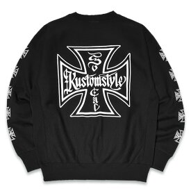 KUSTOMSTYLE カスタムスタイル KSSW0303BK -IRON CROSS- CREW NECK SWEATSHIRTS クルーネック スウェットシャツ COLOR*BLACK