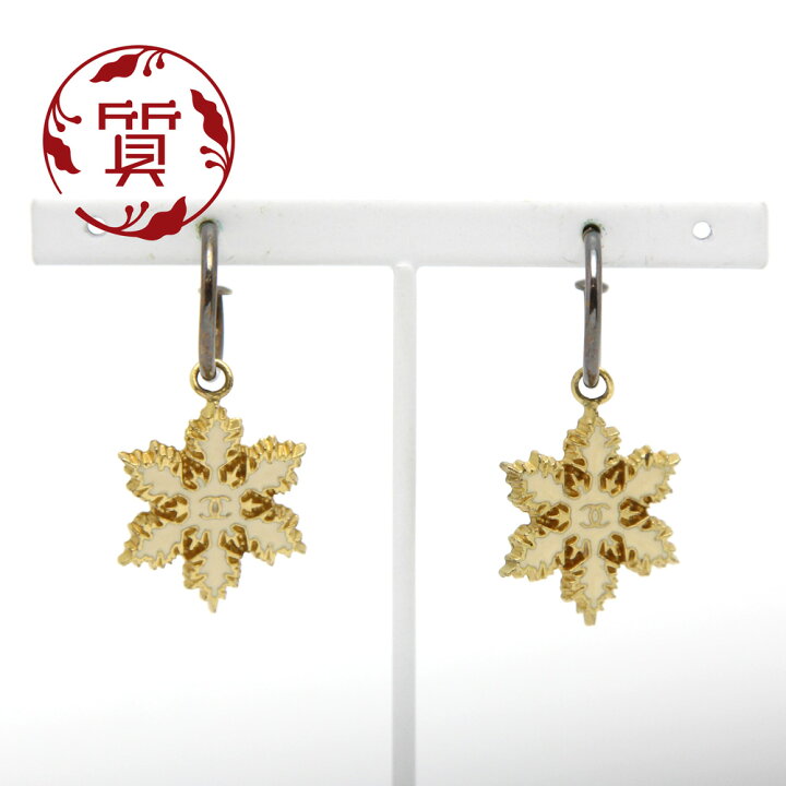 楽天市場】【楠本質店/元住吉】シャネル GF スノーフレーク ピアス 雪  